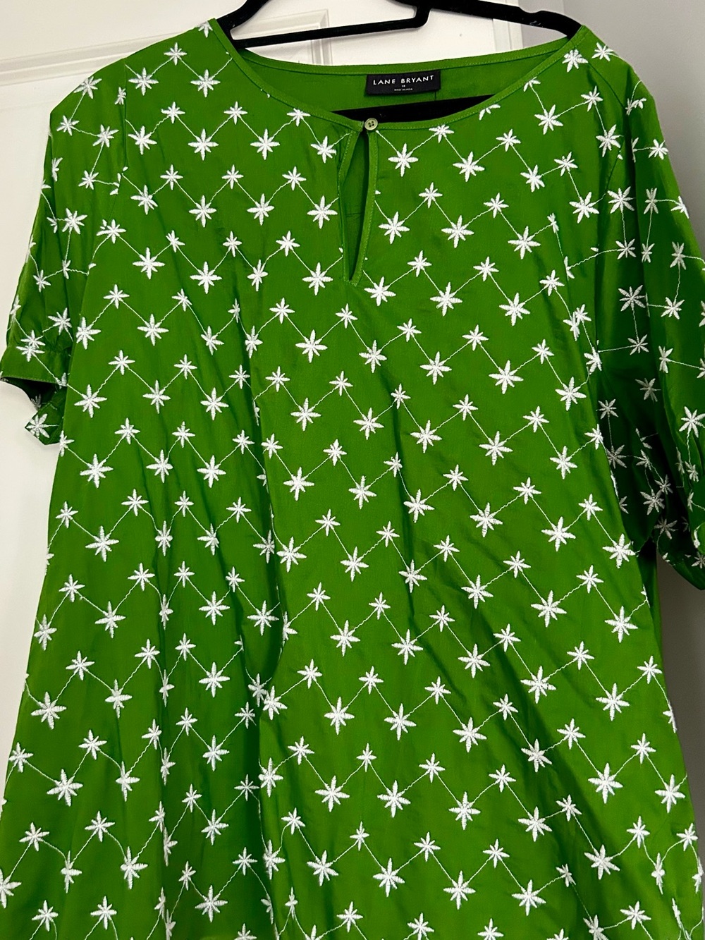 Lane Bryant Green Short-Sleeve Star Pattern Tee